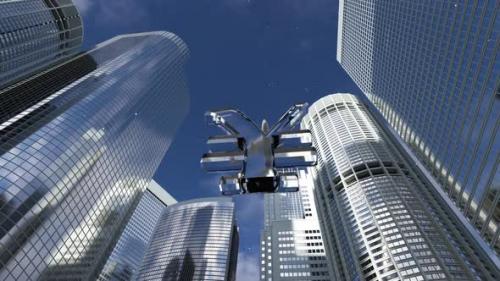 Videohive - crystal Yuan sign on the background of tall mirrored buildings and an airplane - 37969122 - 37969122