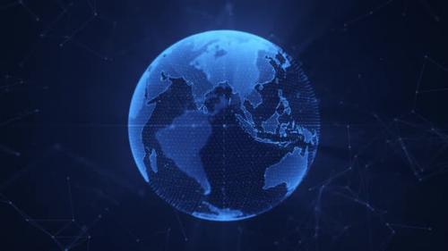 Videohive - Spinning Digital Globe and Plexus Data Network Technology Background - 37970295 - 37970295