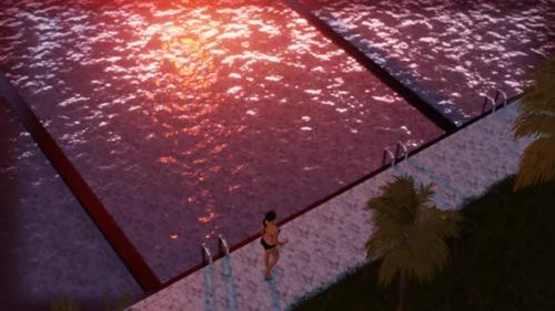 Videohive - Top View of Woman Walking Along Poolside - 37984346 - 37984346