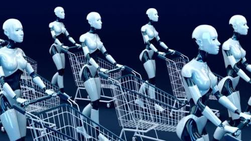 Videohive - 4K concept animation of women robots shopping - 37994786 - 37994786