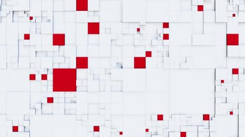 Videohive - Background of white and red cubes moving at different levels - 37998949 - 37998949