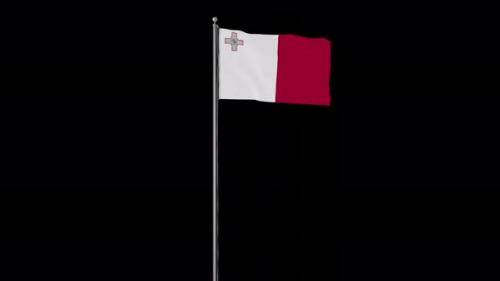 Videohive - Malta Flag Pole Loops With Alpha - 37999349 - 37999349