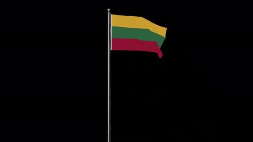 Videohive - Lithuania Flag Pole Loops With Alpha - 37999389 - 37999389