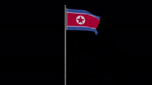 Videohive - North Korea Flag Pole Loops With Alpha - 37999403 - 37999403