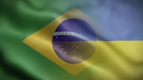 Videohive - Ukraine Brazil Flag Loop Background 4K - 37940469 - 37940469