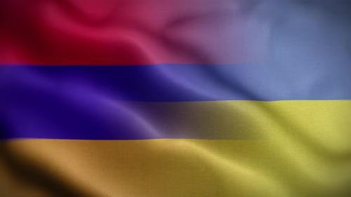 Videohive - Ukraine Armenia Flag Loop Background 4K - 37940471 - 37940471