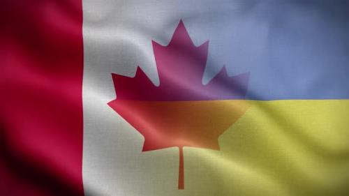 Videohive - Ukraine Canada Flag Loop Background 4K - 37940475 - 37940475