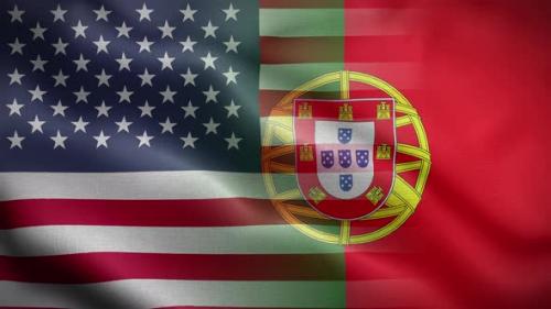 Videohive - USA Portugal Flag Loop Background 4K - 37940479 - 37940479