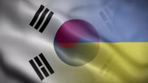 Videohive - Ukraine Korea South Flag Loop Background 4K - 37940753 - 37940753