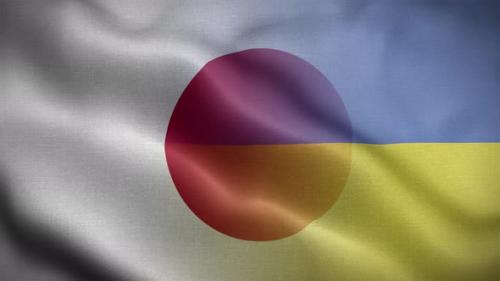 Videohive - Ukraine Japan Flag Loop Background 4K - 37940756 - 37940756