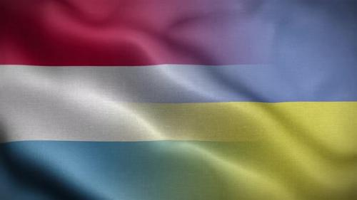 Videohive - Ukraine Luxembourg Flag Loop Background 4K - 37940758 - 37940758