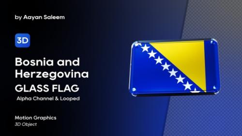 Videohive - Bosnia And Herzegovina Flag 3D Glass Badge - 37944703 - 37944703