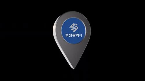 Videohive - 3d Animation Map Navigation Pointer With Flag Of Busan (South Korea) With Alpha Channel - 2K - 37967317 - 37967317