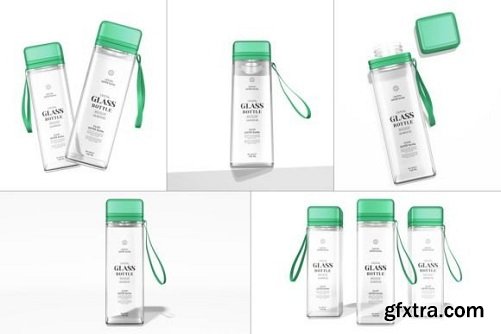 Glass Water Bottle Branding Mockup Set