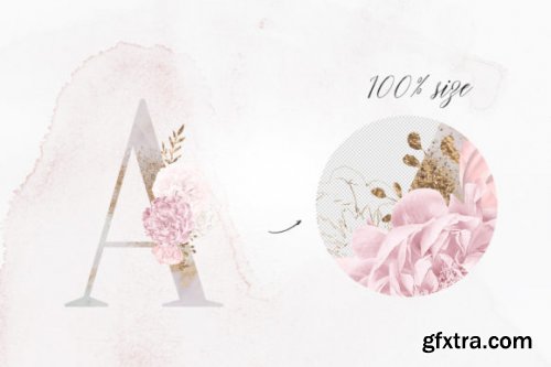 Floral Letters Clipart, Wedding Alphabet