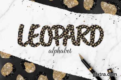 Black Gold Leopard Alphabet Cliparts