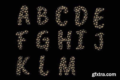 Black Gold Leopard Alphabet Cliparts