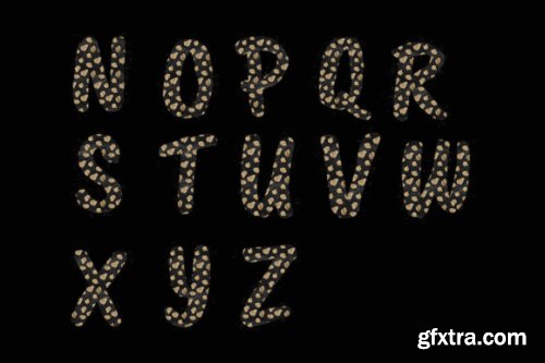 Black Gold Leopard Alphabet Cliparts