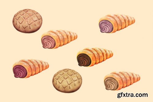 Dessert Clipart, Cream Horn Illustration