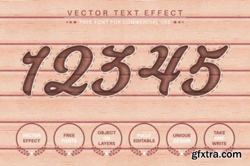 Jeans and Wooden Craft Editable Text Effect, Fon