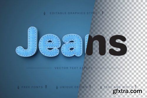 Jeans and Wooden Craft Editable Text Effect, Fon