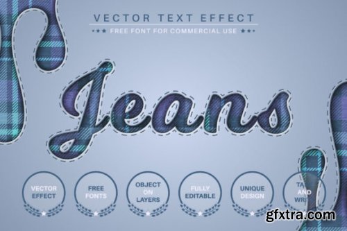 Jeans and Wooden Craft Editable Text Effect, Fon