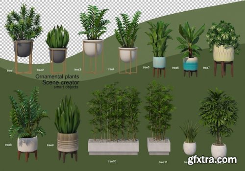 3d rendering of various types of plants