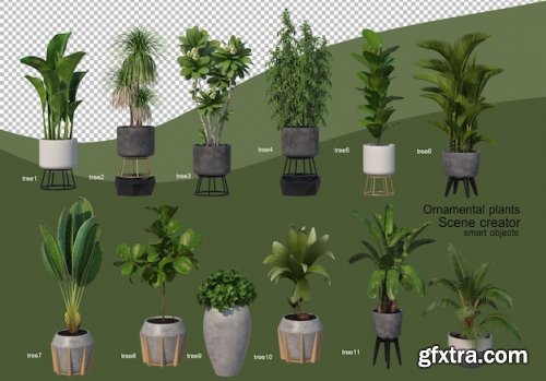 3d rendering of various types of plants