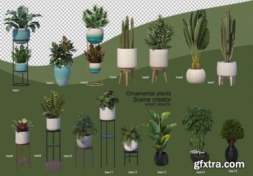 3d rendering of various types of plants