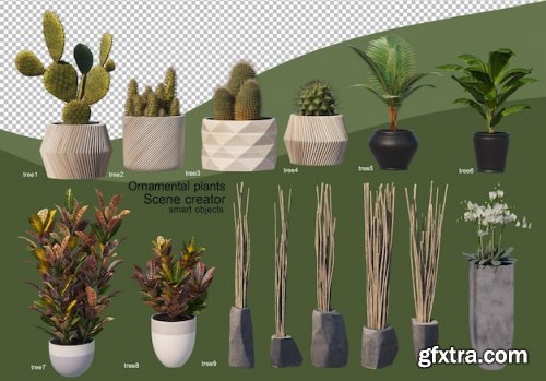 3d rendering of various types of plants