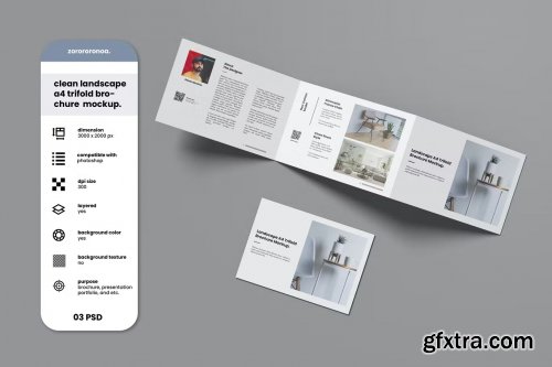 Clean Landscape A4 Trifold Brochure Mockup