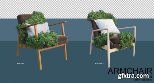 3d rendering of leisure chairs and plants