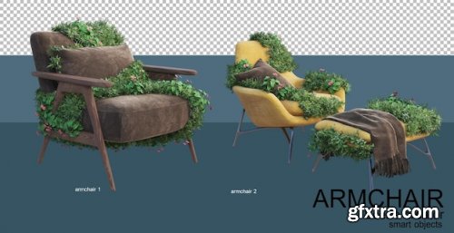 3d rendering of leisure chairs and plants