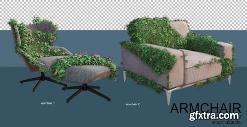 3d rendering of leisure chairs and plants