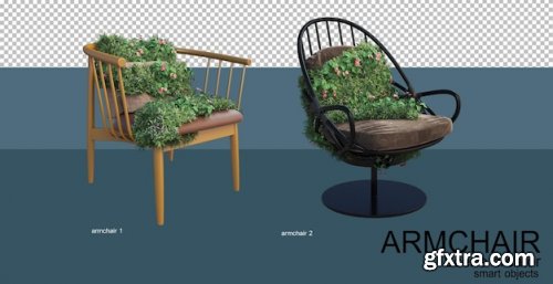 3d rendering of leisure chairs and plants