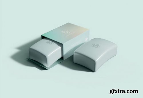 Soap Bar and Packaging Box Mockup