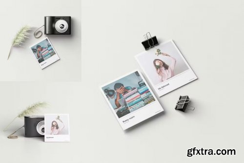 Polaroid Mockup With Camera Realistic Rendering