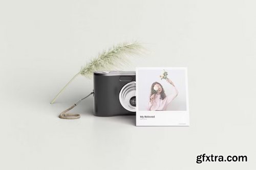 Polaroid Mockup With Camera Realistic Rendering