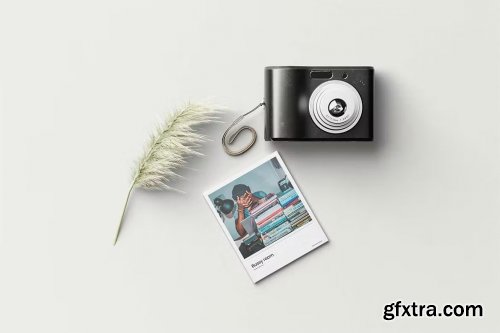 Polaroid Mockup With Camera Realistic Rendering