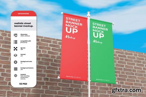 Realistic Street Banner Mockup