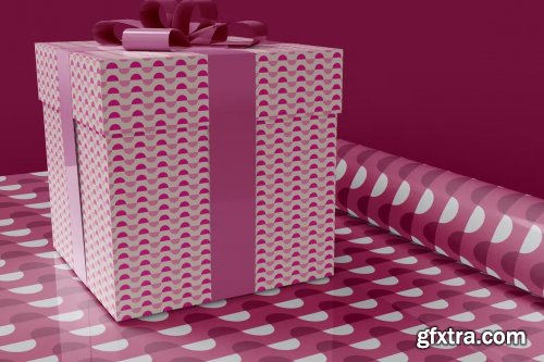 Gift Box & Wrapping Paper Mockup