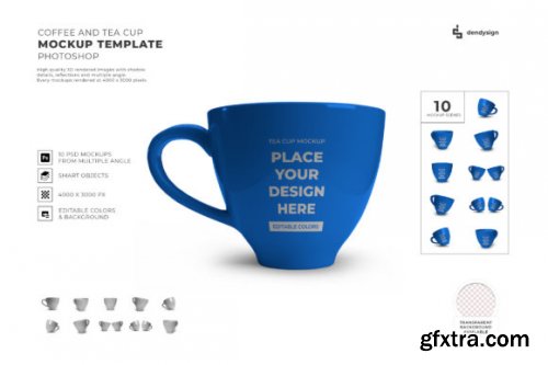 Coffee and Tea Cup 3D Mockup Set Bundle