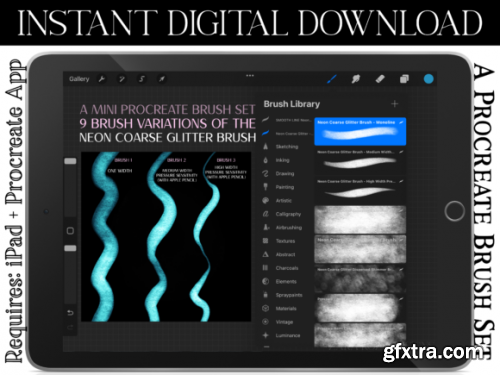  Neon Coarse Glitter Procreate Brushes