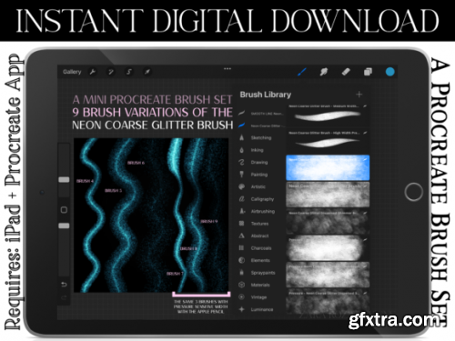  Neon Coarse Glitter Procreate Brushes