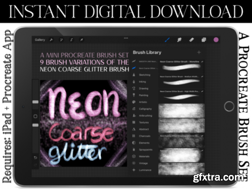  Neon Coarse Glitter Procreate Brushes