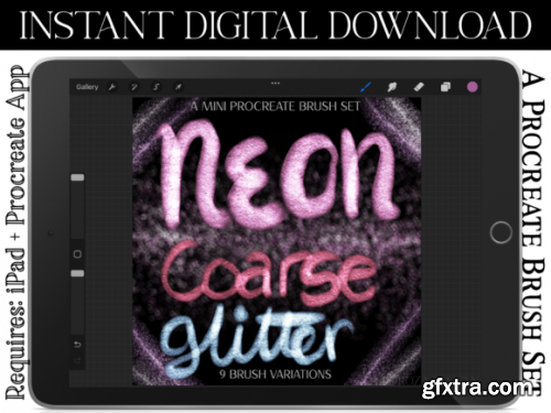  Neon Coarse Glitter Procreate Brushes