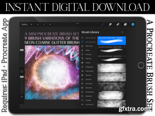  Neon Coarse Glitter Procreate Brushes