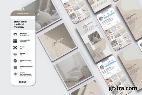 Clean Social Media Kit Mockup