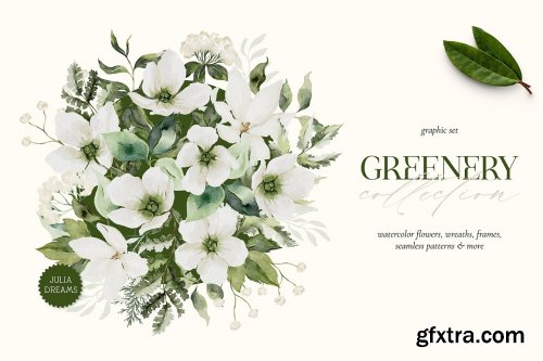 CreativeMarket - Greenery Watercolor Collection 7139406