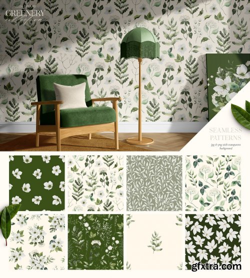 CreativeMarket - Greenery Watercolor Collection 7139406